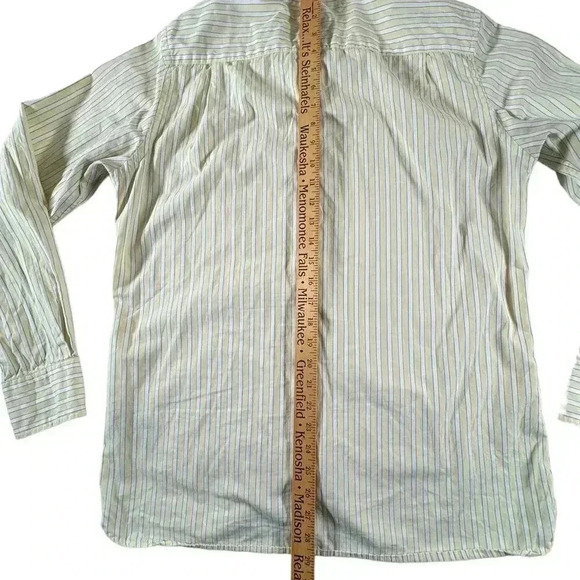 Tommy Hilfiger Men's M Yellow Striped 80's 2 Ply Cotton Long Sleeve Shirt - Picture 10 of 11
